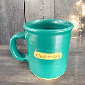 Mud Love Pottery Coffee Mug Cup Stoneware Anakeesta Mug Green Brown Glaze Cup